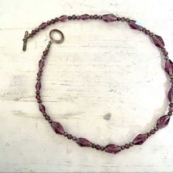 Purple Swarovski Crystal antique silver plated necklace and earrings - Picture 16 of 16